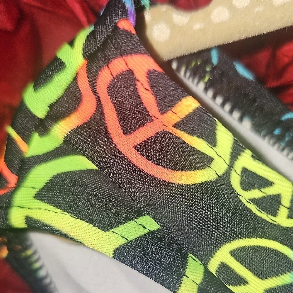 Xhilaration Girls Colorful Peace Sign Bikini Size 7/8